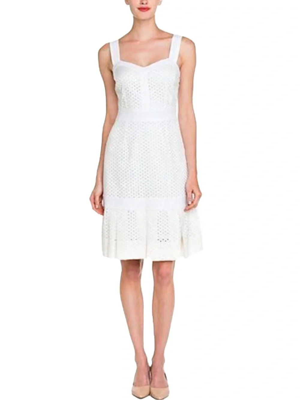 Tory Burch Berdine dress in cream cotton eyelet. Size 6. #soft girl #feminine